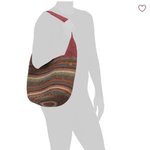 The Sak Multi-Colored Red Green Blue Stripe Hand Crocheted Hobo Shoulder Bag